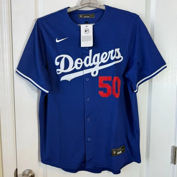 Men's Nike Blue Dodgers Betts 50 Jersey L - Picture 1 of 13
